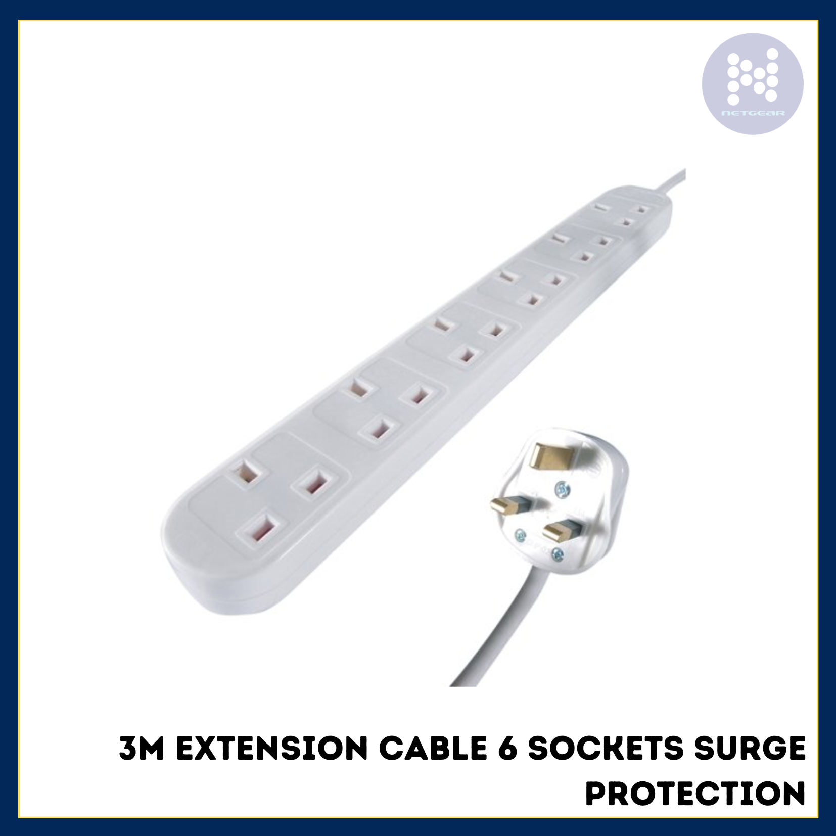 3M EXTENSION 6 SOCKETS SURGE PROTECTION – Netgear Gibraltar LTD