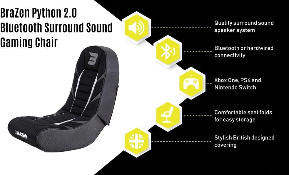 BRAZEN PYTHON2.0 BLUETOOTH ROCKER GAMING CHAIR BLACK & RED – Netgear ...