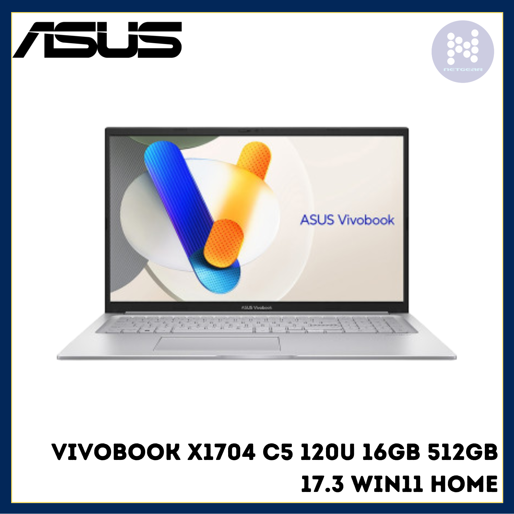 ASUS Vivobook 17 X1704VA 17.3 inch laptop open showing Full HD display