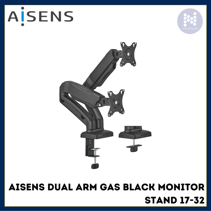 AISENS SUPPORT ÉCRAN DOUBLE BRAS GAZ NOIR 17-32