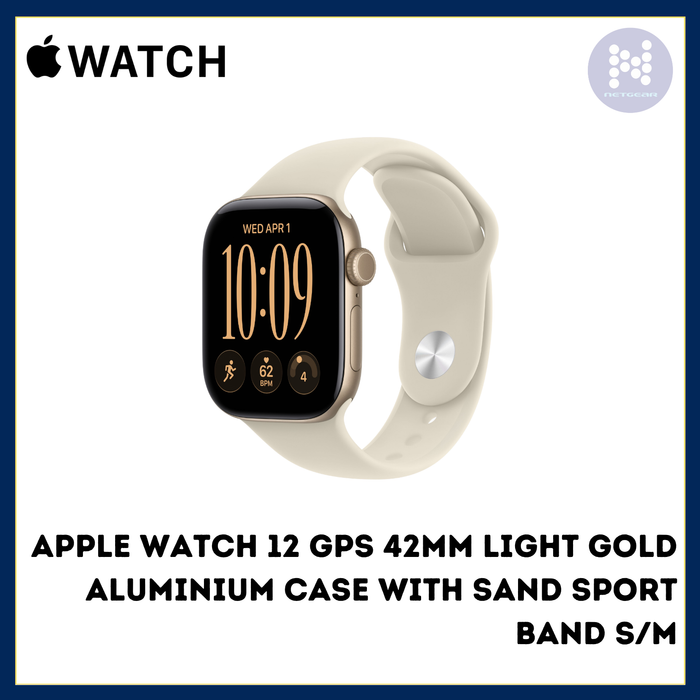 APPLE WATCH 12 GPS 42MM LIGHT GOLD ALUMINIUM CASE WITH  SAND SPORT BAND S/M