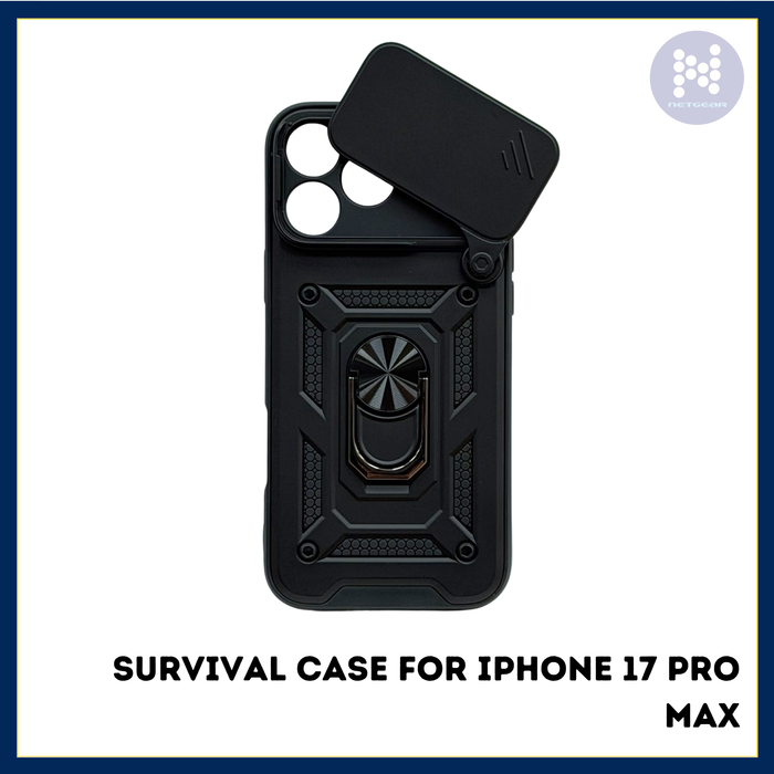 IPHONE 17 PRO MAX & 18 PRO MAX SURVIVAL CASE BLACK