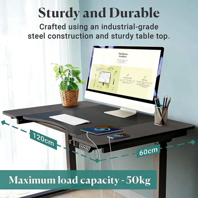 ELECTRIC HEIGHT ADJUSTABLE DESK - DARK WOOD