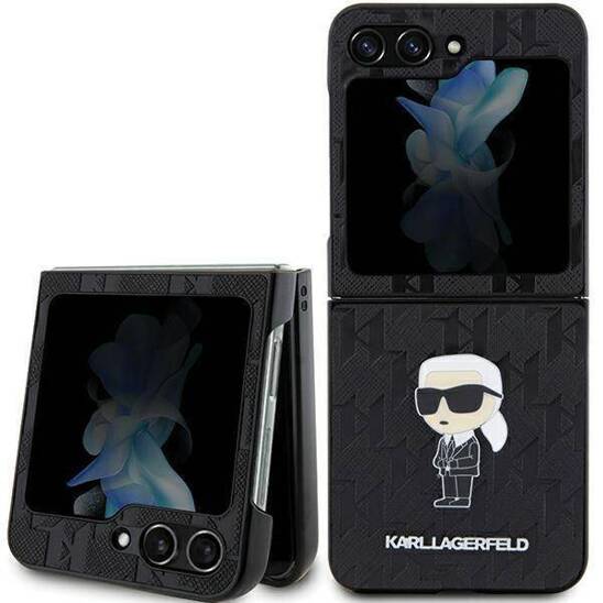 KARL LAGERFELD CASE SAMSUNG Z FLIP 5 SAFFIANO MONO BLK