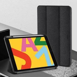 TOTU Tri-fold Stand Flip Leather Tablet Case for Apple iPad 10.2 (2019) - Black - netgear-gi